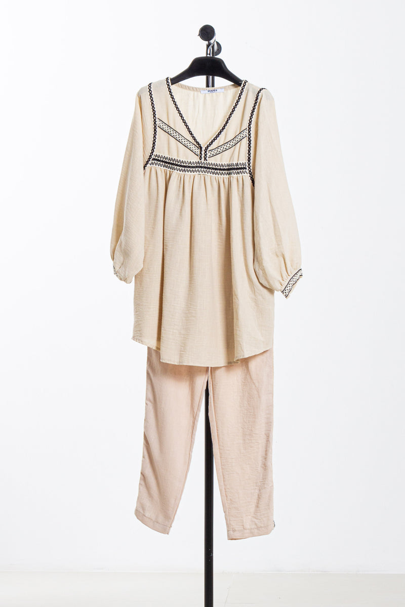DETAILED LACE BLOUSE SET