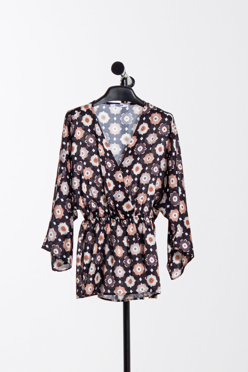 FLORAL PRINTED SATIN BLOUSE