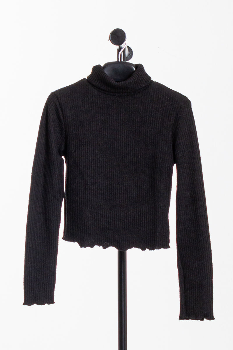 RIBBED HIGH NECK TOP