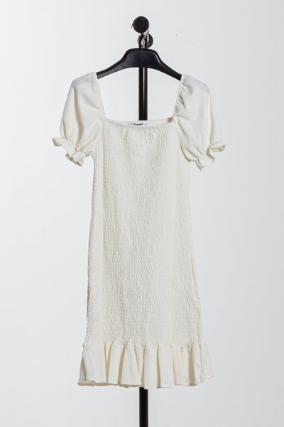 PUFFED SHOULDER SHORT DRESS