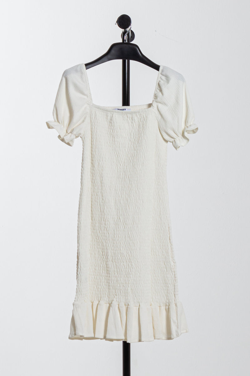 PUFFED SHOULDER SHORT DRESS