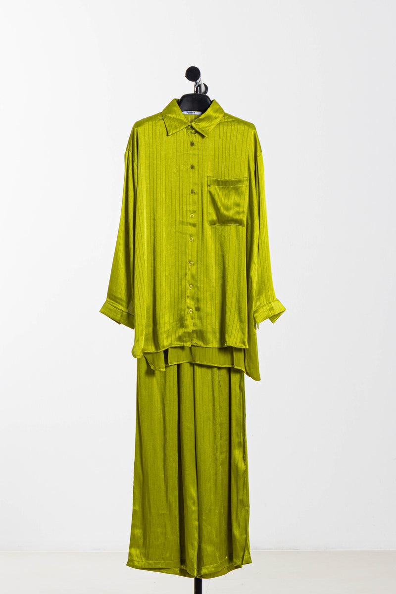 TEXTURED SATIN SHIRT SET