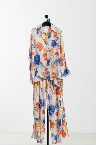 PRINTED LINEN BLEND SHIRT SET