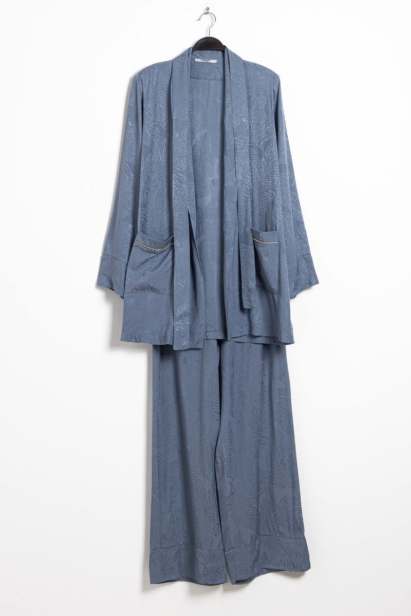 TEXTURED SATIN KIMONO SET