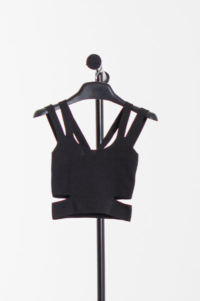 KNIT CROP TOP WITH CUT WORK