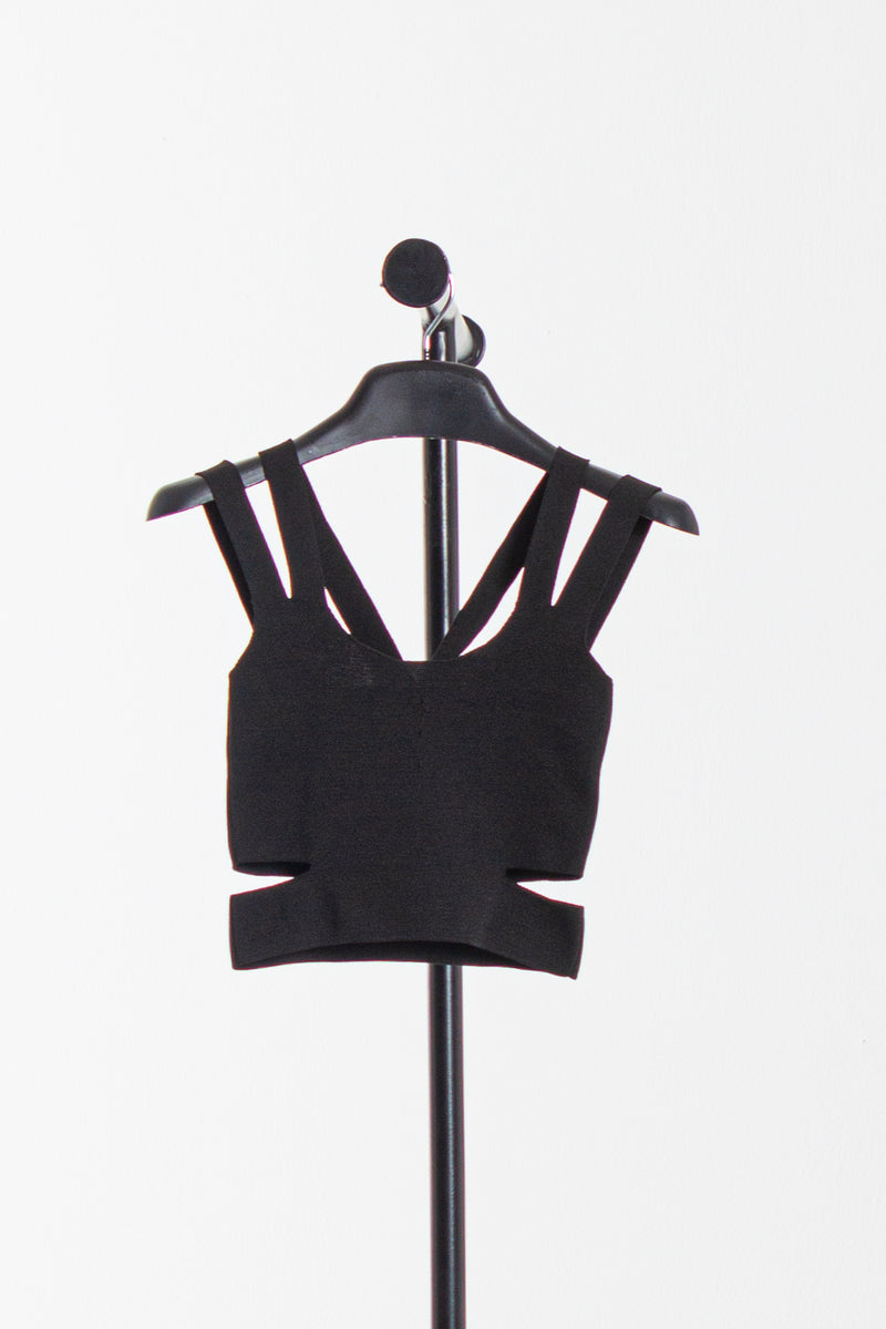 KNIT CROP TOP WITH CUT WORK