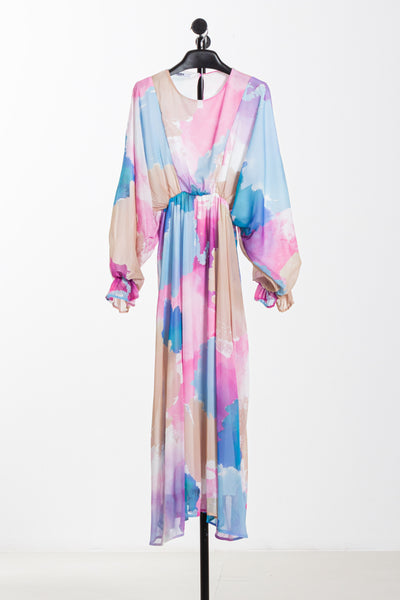ABSTRACT PRINT CIFFON MAXI DRESS