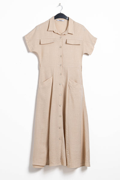 DETAILED MIDI DRESS WITH BELT