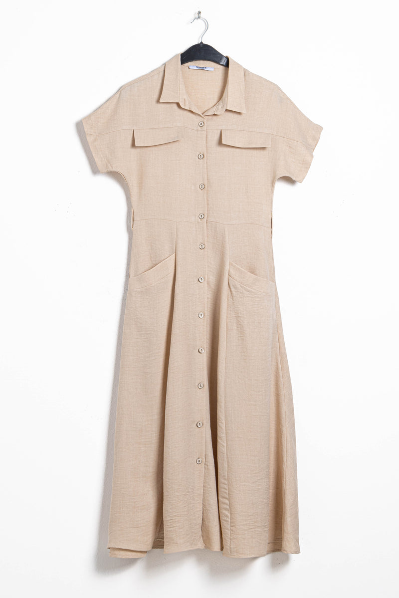 DETAILED MIDI DRESS WITH BELT