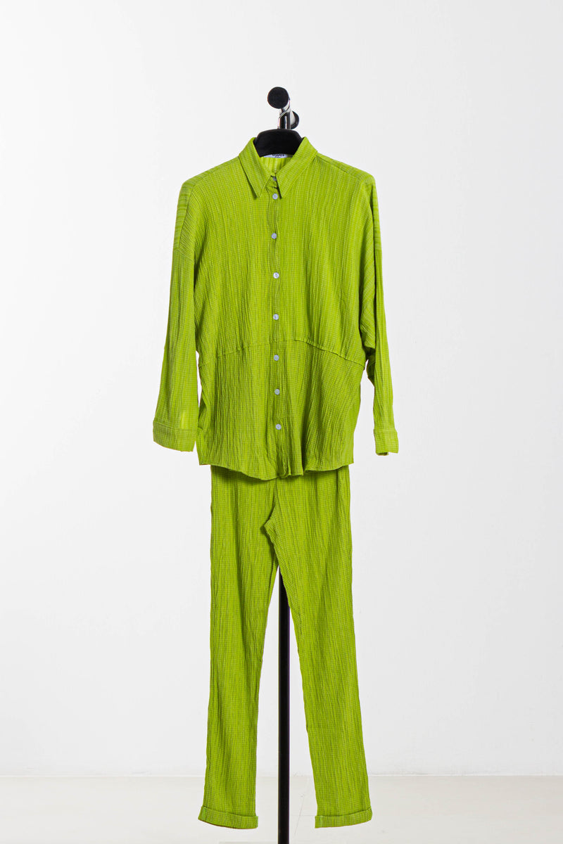 TEXTURED COTTON SHIRT SET