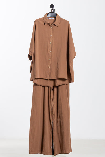 FLOWY LINEN BLEND SHIRT SET