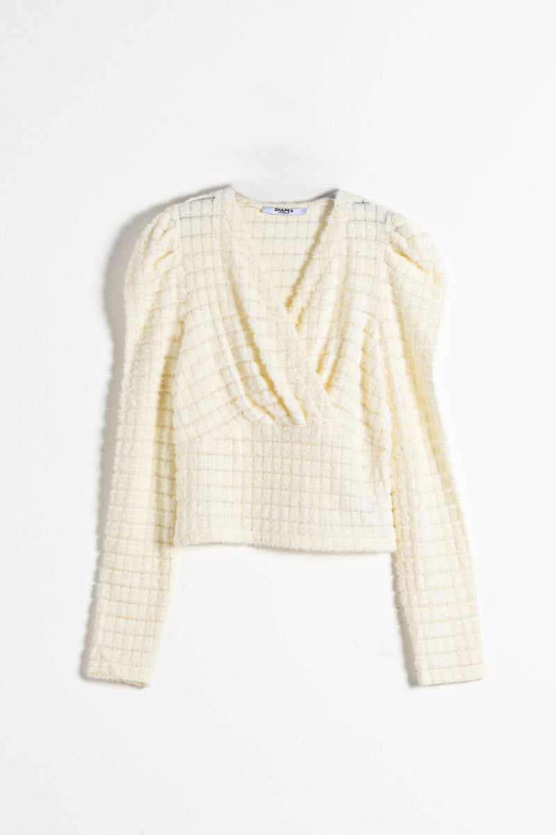 TEXTURED V-NECK TOP