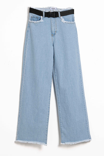 ROUGH EDGE WIDE LEG JEANS WITH BELT