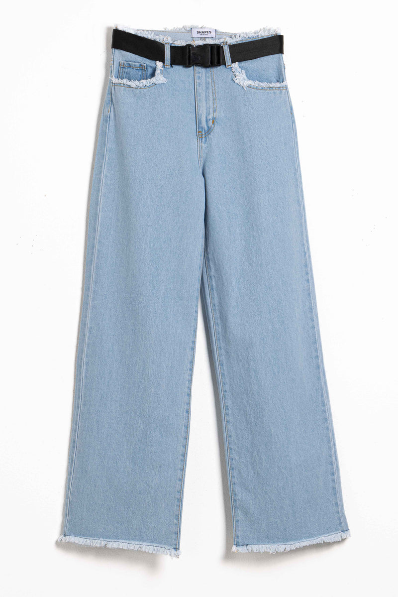 ROUGH EDGE WIDE LEG JEANS WITH BELT