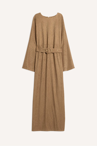 TEXTURED MAXI DRESS WITH BELT