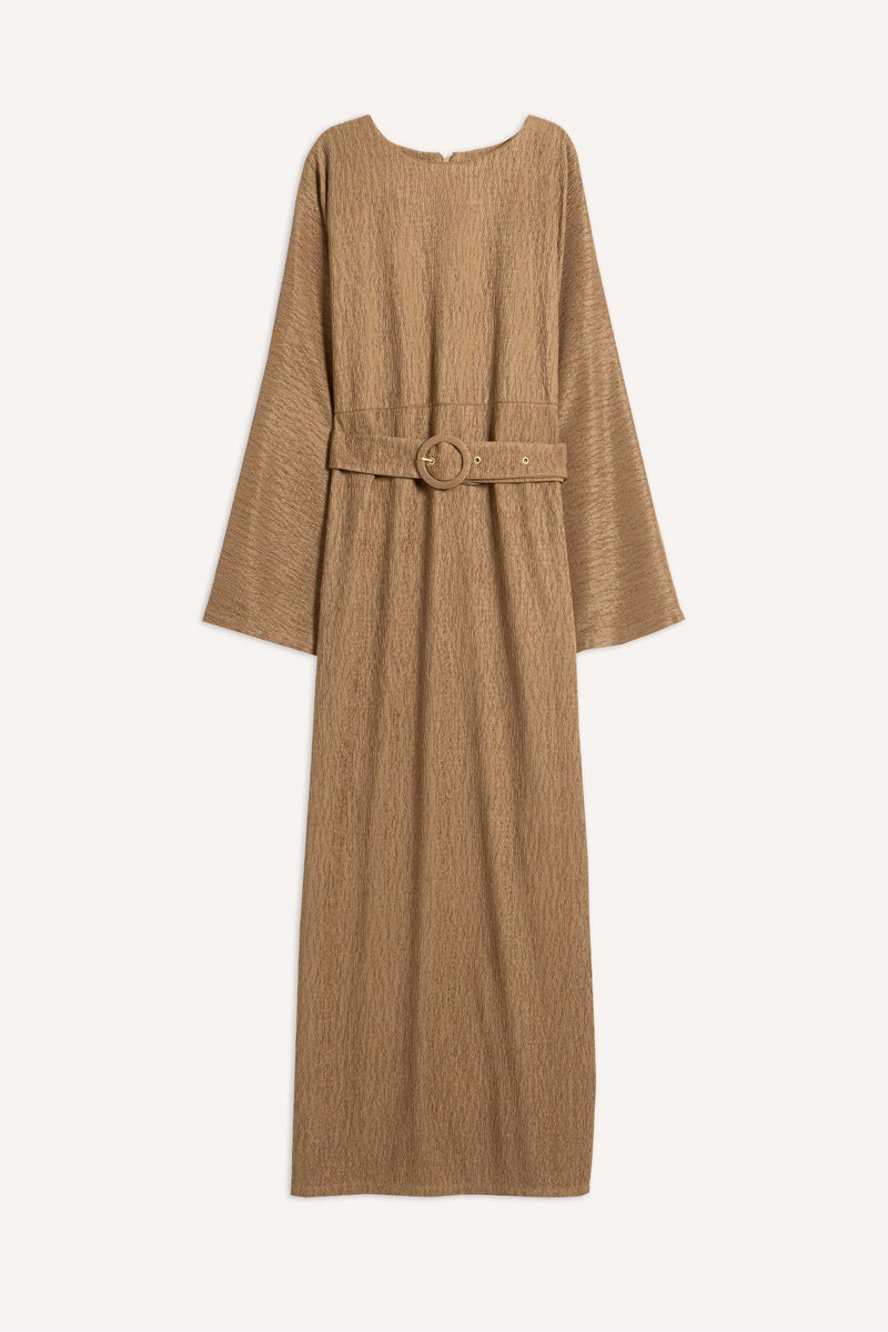 TEXTURED MAXI DRESS WITH BELT