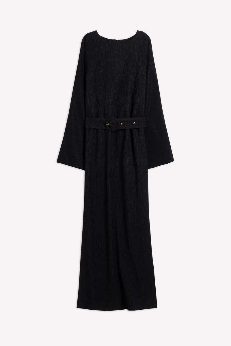 TEXTURED MAXI DRESS WITH BELT