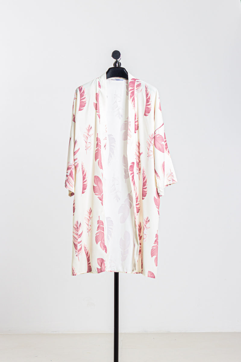 PRINTED SATIN KIMONO