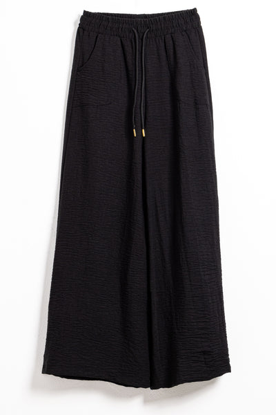 WIDE LEG LINEN BLEND TROUSERS
