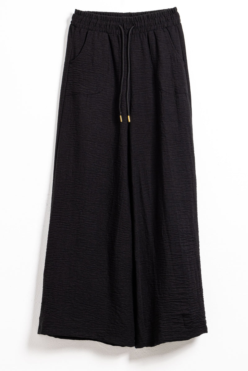 WIDE LEG LINEN BLEND TROUSERS