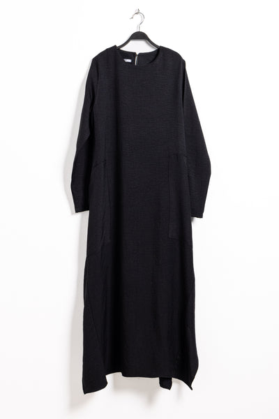 LINEN BLEND MIDI DRESS WITH POCKETS