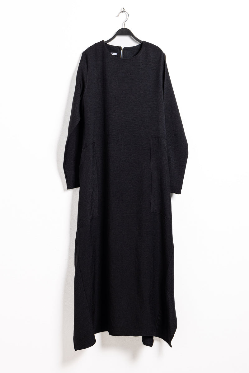 LINEN BLEND MIDI DRESS WITH POCKETS