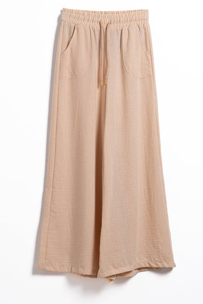 WIDE LEG LINEN BLEND TROUSERS