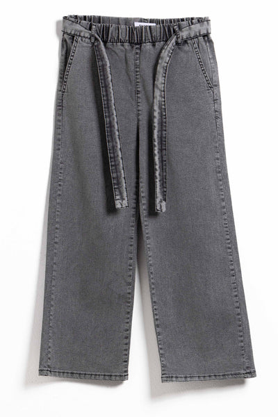 BELTED JEANS WITH ELASTIC WAISTBAND