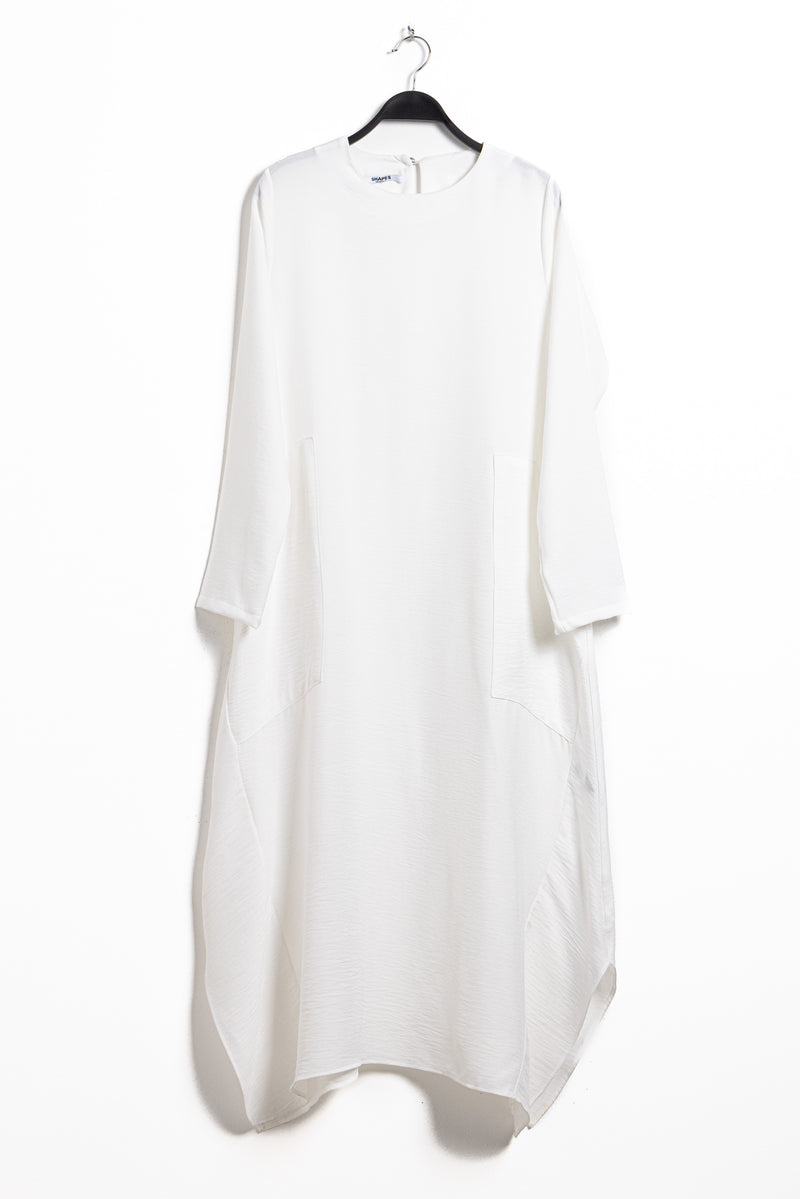 LINEN BLEND MIDI DRESS WITH POCKETS