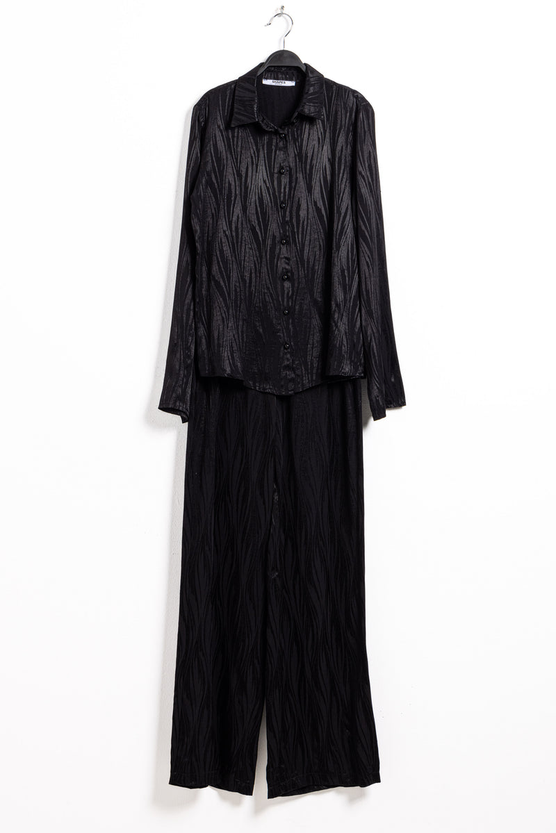 TEXTURED SATIN SHIRT SET