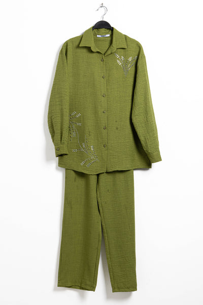 DETAIL STUDDED SHIRT SET