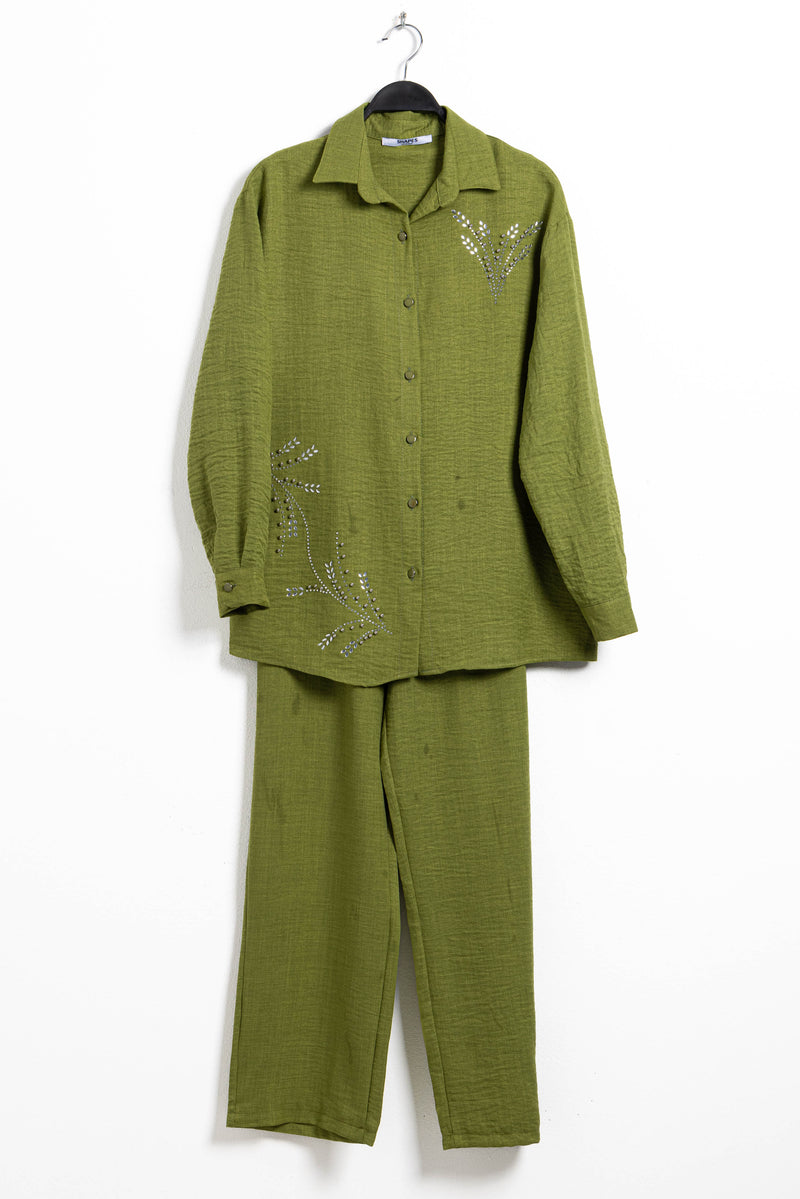 DETAIL STUDDED SHIRT SET