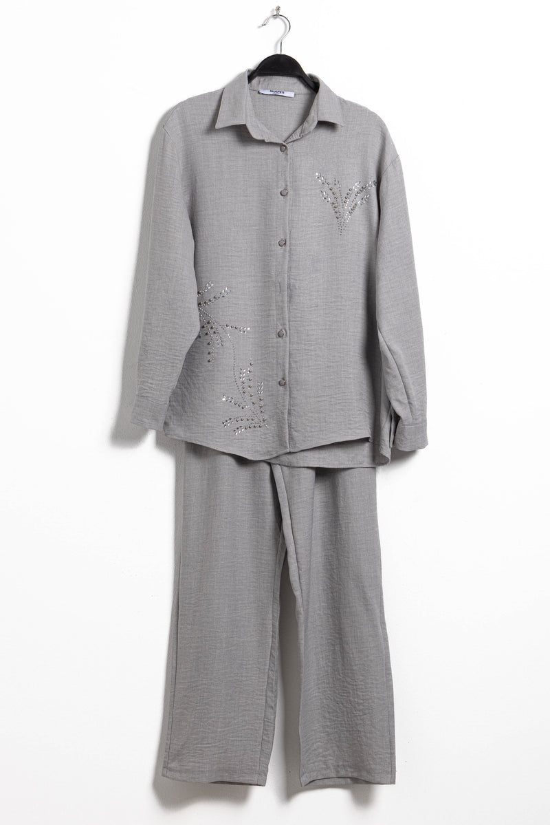 DETAIL STUDDED SHIRT SET