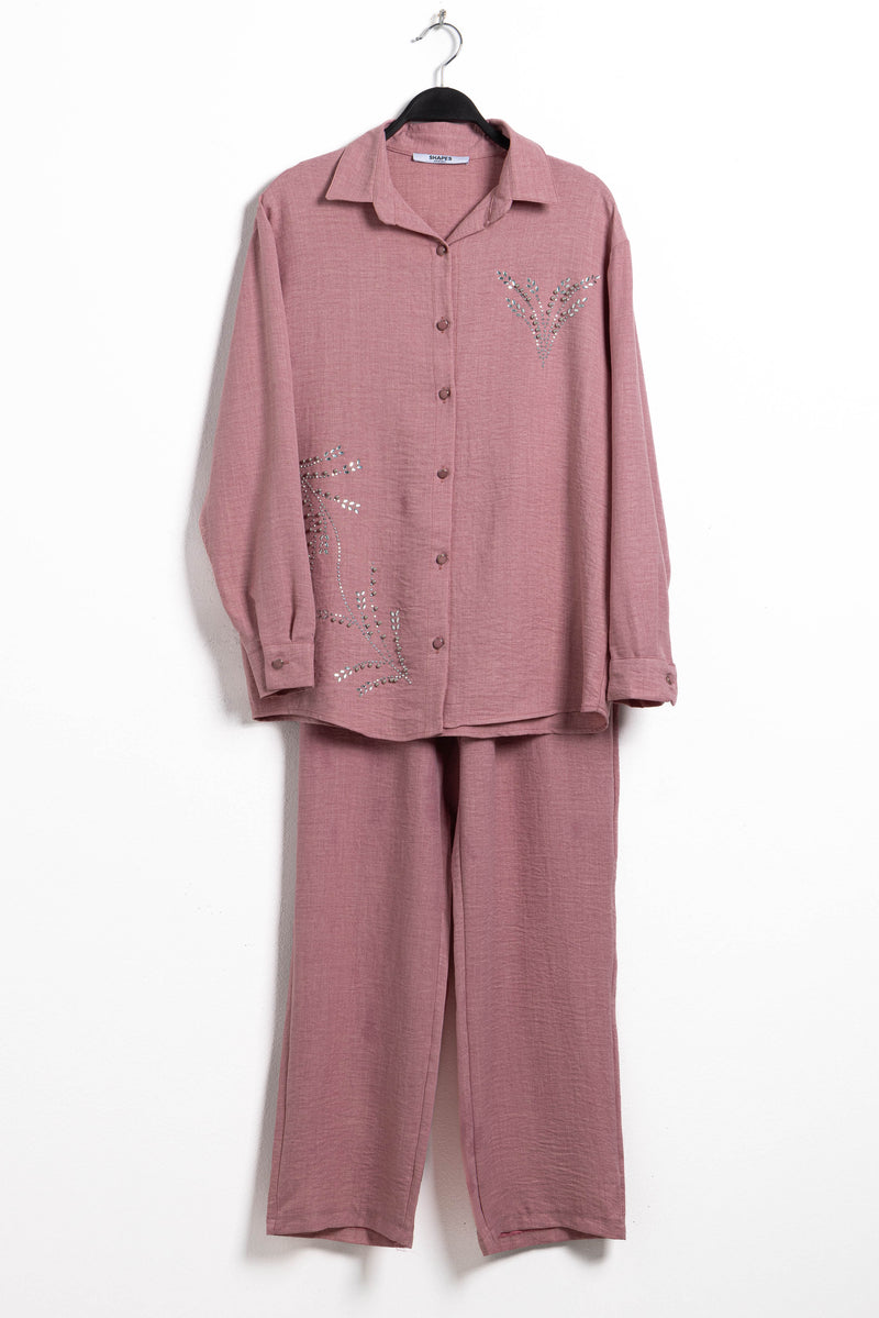 DETAIL STUDDED SHIRT SET