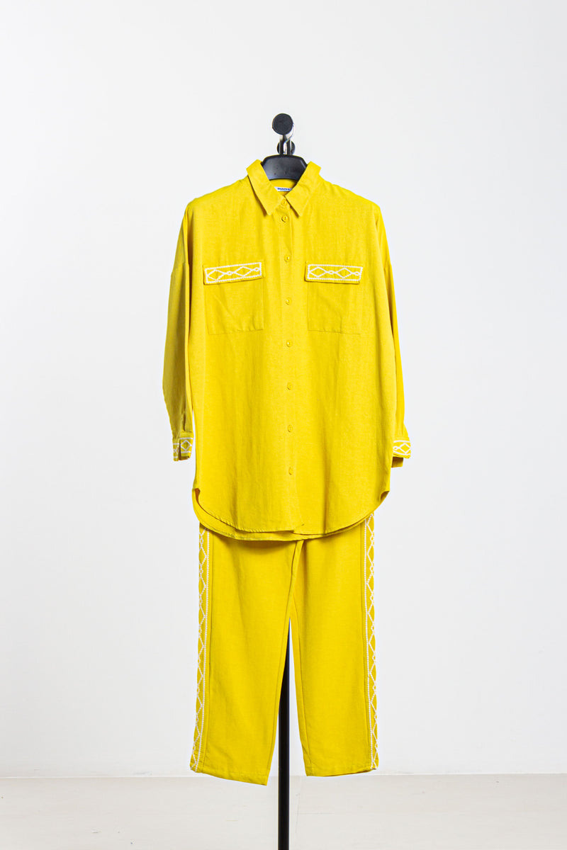 EMBROIDERED LINEN SHIRT SET
