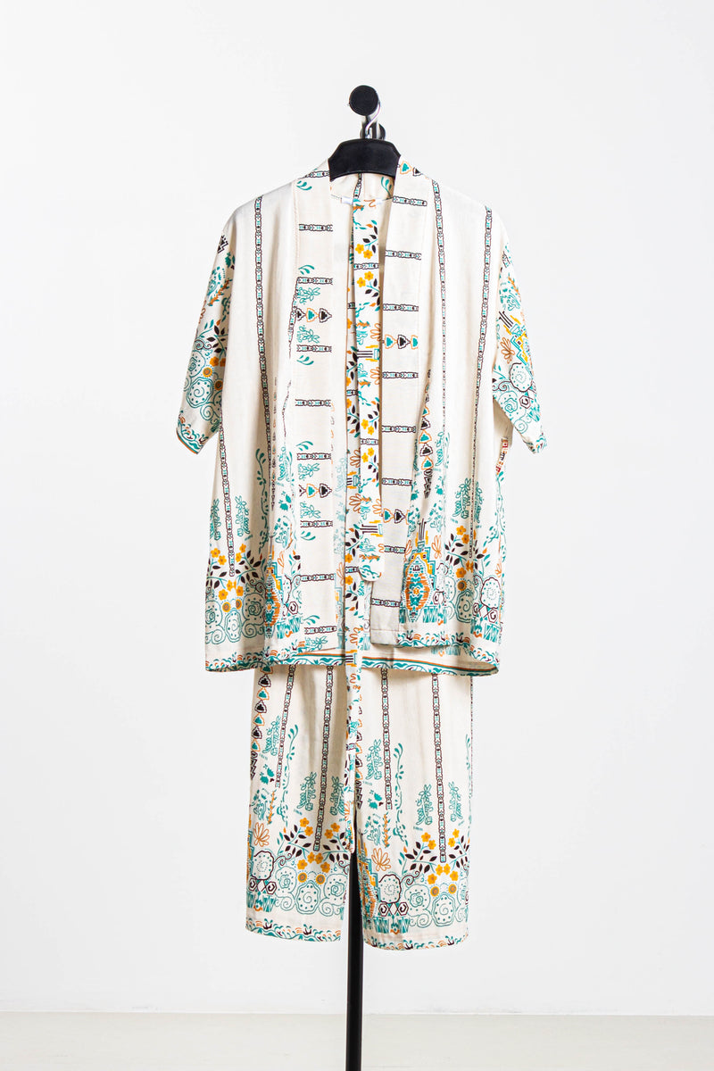 ETHNIC PRINT KIMONO SET