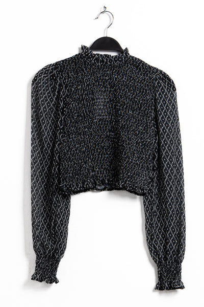 PRINTED MOCK NECK CROP TOP