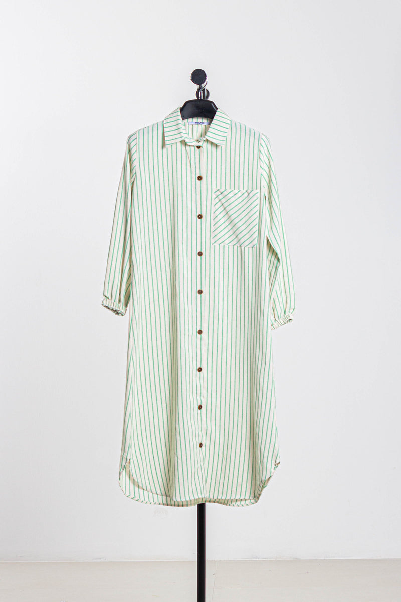 LINEN BLEND MIDI DRESS