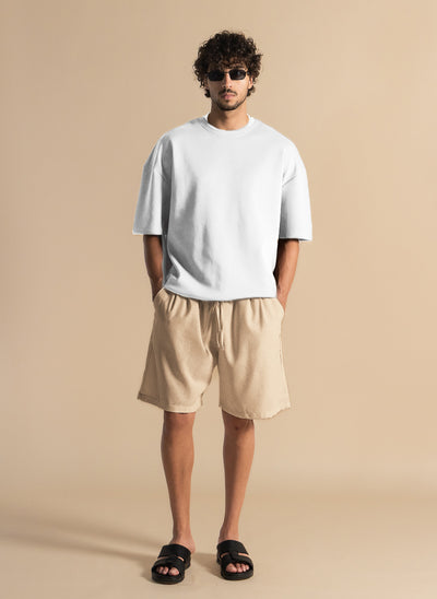 LINEN BLEND JOGGER WAIST SHORTS