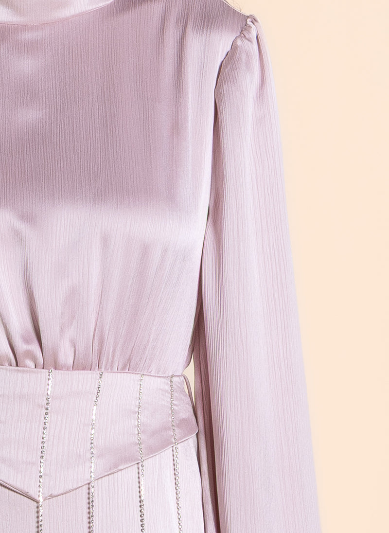 DETAILED SATIN MAXI DRESS