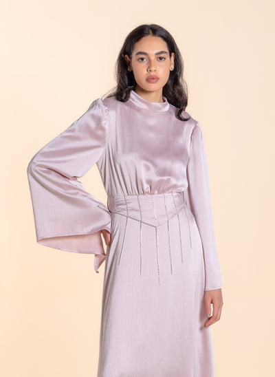 DETAILED SATIN MAXI DRESS