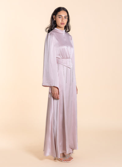 DETAILED SATIN MAXI DRESS