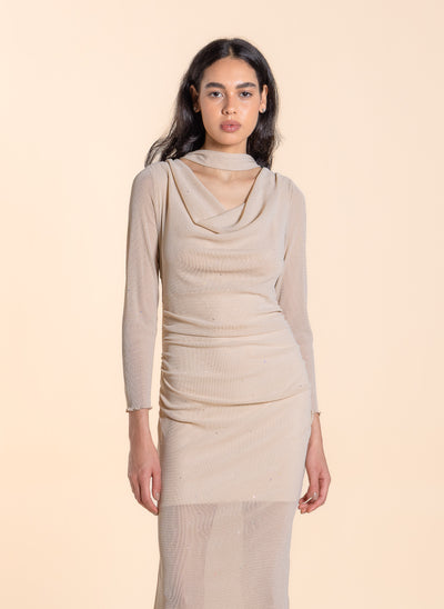 DETAILED MESH MAXI DRESS