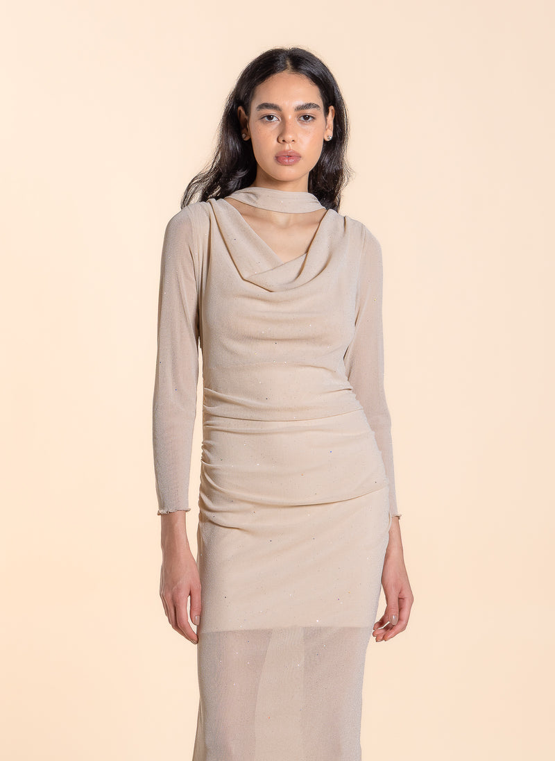 DETAILED MESH MAXI DRESS