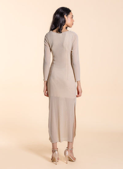 DETAILED MESH MAXI DRESS