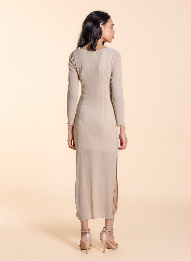 DETAILED MESH MAXI DRESS