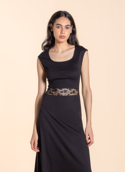 LACE DETAIL MIDI DRESS