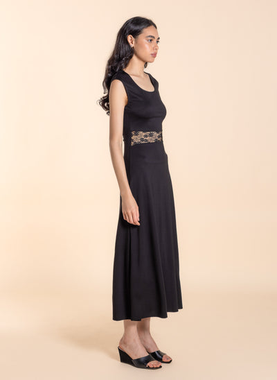 LACE DETAIL MIDI DRESS