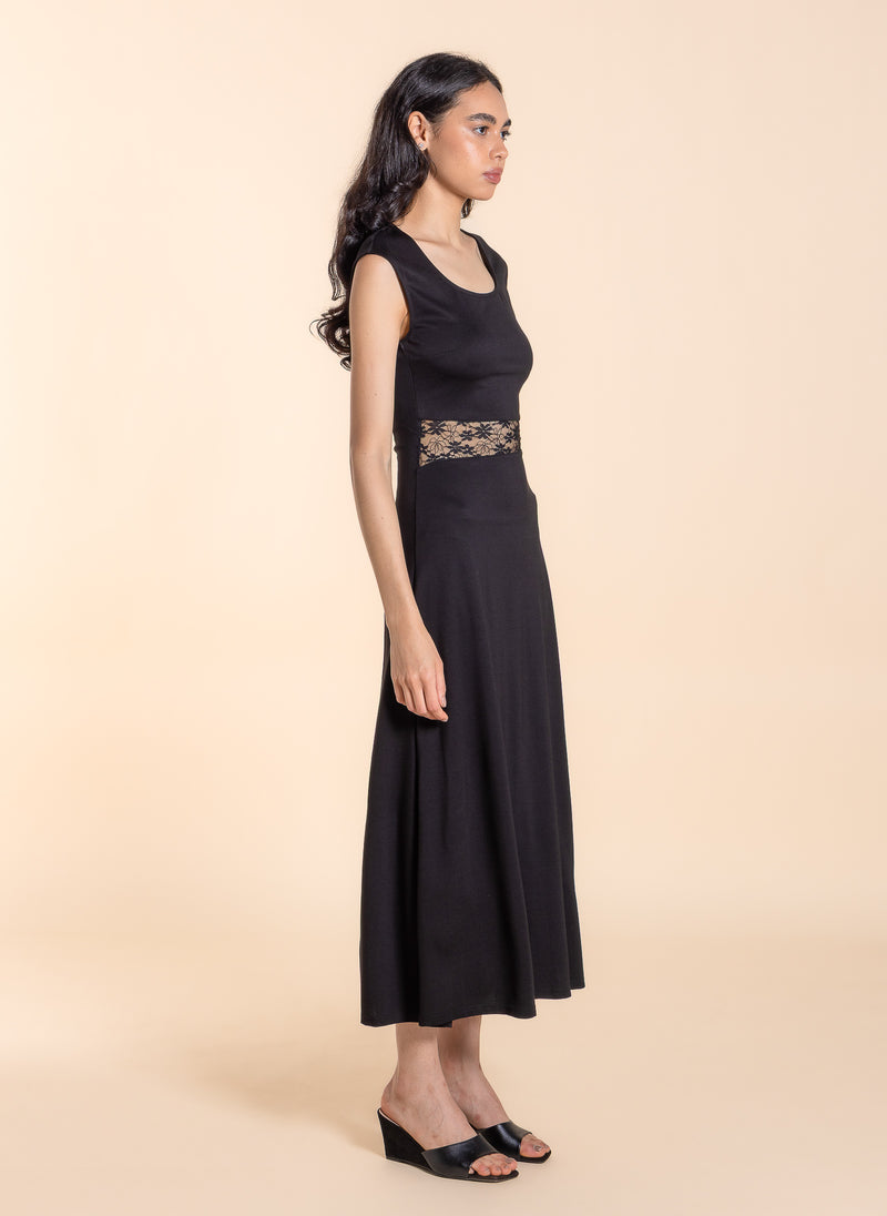 LACE DETAIL MIDI DRESS