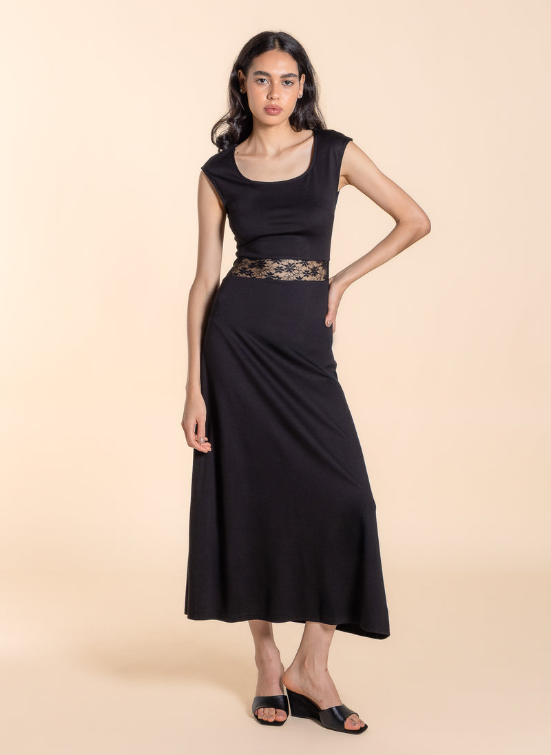 LACE DETAIL MIDI DRESS